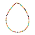 Colorful mixed bead necklace for women with vibrant multi-tone beads and a gold clasp - Lively and Bright Style (SL506)