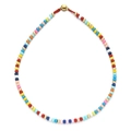 Colorful mixed dopamine bead necklace with golden spacers and secure gold clasp - Colorful with Gold Beads Style (SL348)