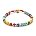Colorful beaded bracelet with golden spacers and vibrant red, blue, and green round beads - Glossy Six Colors (SL510)