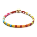 Rainbow enamel beaded bracelet with colorful cylinders and gold-plated clasp closure - Rainbow Cylindrical (SL516)