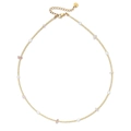 Gold beaded necklace with white pearls and pink gravel stones on a clean white background - White (SL1832-white)