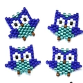 Ciondoli a forma di gufo in perline MIYUKI fatti a mano per gioielli fai-da-te - Stile Blu Scuro (MYK008-1)