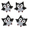 Set di quattro ciondoli a forma di gufo in perline Miyuki per gioielli fai-da-te - Stile Nero Bianco Grigio (MYK008-2)