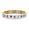Bracelet élastique doré et blanc avec lettrage BE KIND et un motif de cœur rouge - Style Lettre BE KIND Doré (SL057-17)