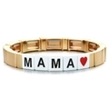 Bracelet doré à carreaux avec lettres MAMA blanches et symbole cœur rouge - Style Lettre MAMA Doré (SL057-18)