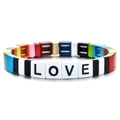 Bracelet extensible émaillé LOVE coloré avec tuiles bohèmes et accents dorés chic - Style Lettre LOVE Patchwork Multicolore (SL057-19)