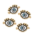 Handmade Miyuki bead Evil Eye charm set in gold and blue for DIY bracelet making - Blue Round Style (MYK009-1)
