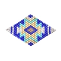 Handmade MIYUKI seed bead geometric diamond pendant with ethnic blue and gold patterns - Geometric Rhombus Style(MYK003-2)