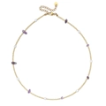 Handmade golden beaded necklace featuring purple gravel stones and white pearls - Purple (SL1829-purple)