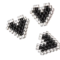 Drei handgefertigte MIYUKI Glasperlen-Herzanhänger mit schwarz-silbernen geometrischen Mustern - Schwarz-Silber Gestreifter Stil (MYK018-3)