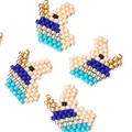 Set of four handmade MIYUKI seed bead rabbit charms for DIY jewelry making - Blue Unicorn (MYK010-1)