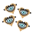 Handmade MIYUKI bead heart evil eye pendants in gold, black, and light blue colors - Blue Heart Style (MYK009-2)