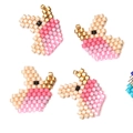 Handmade Miyuki bead unicorn accessory with pink and gold accents for DIY jewelry - Pink Unicorn (MYK010-2)