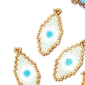 Handmade Miyuki bead Greek Evil Eye charms for DIY jewelry making on white background - Green Evil Eye Style (MYK027-2)