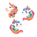 Handmade MIYUKI seed bead unicorn patches in pink and rainbow colors for jewelry - Rainbow Flower Unicorn (MYK010-3)