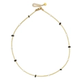 Minimalist gold beaded necklace with pearls and black stones with extension chain - Gold Chain Black Stone (SL1837)