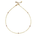 Gold beaded necklace featuring small pearls and purple stone fragments with lobster clasp - Burgundy (SL1836)