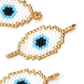 Handmade Miyuki bead evil eye charms for bracelets and necklaces DIY jewelry making - Blue White Gold Evil Eye Style (MYK029-1)