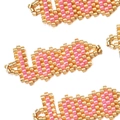 Pink and gold Miyuki bead charm in the shape of letters LA for DIY jewelry making - Pink Gold LA Design (MYK006-1)