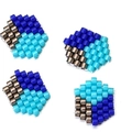 Set di pendenti esagonali in tessitura di perle MIYUKI nei colori blu e argento - Esagono Geometrico Splicing Blu E Argento (MYK032-1)