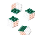 Ciondoli esagonali in perline MIYUKI intrecciate a mano in colori verde rosa e bianco - Esagono Geometrico Splicing Verde Rosa E Bianco (MYK032-2)