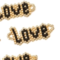 Golden and black MIYUKI beaded LOVE charms for handmade bracelets and necklaces - Black Gold LOVE Style (MYK006-2)