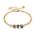 Minimalistische dubbellaagse gouden roestvrijstalen armband met gefacetteerde natuursteen en slot - Veelkleurige Gefacetteerde Natuursteen (XN572-1)