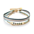 Bracelet multicouche bohème en acier inoxydable doré avec pierres naturelles et cordon - Combinaison Bleu et Gris (XN568-6)