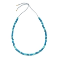 Handmade necklace with blue gradient beads and gold metal tips in a boho style - Blue Gradient Style (XIAJIASL2148)