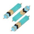 Handmade MIYUKI bead element in turquoise and blue for DIY jewelry making - Turquoise Geometric Patchwork (MYK023-3)