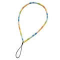 Colorful cylindrical bead phone charm with gold metal spacers and black loop strap - Colorful Cylinder Gold Bead Style (SL485)