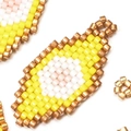 MIYUKI seed bead charm in yellow and bronze drop shape for DIY jewelry making - Yellow Evil Eye Style (MYK027-3)