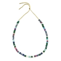 Multicolor stone bead necklace with adjustable gold braided cord and metallic ends - Multicolor Mixed Style (XIAJIASL2147)