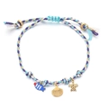 Handmade ocean series braided bracelet with gold scallop turtle and fish charms - Blue Purple Braided Enamel Fish (XN601-sea2)