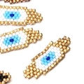Flat evil eye diamond charm made with blue and gold MIYUKI seed beads for jewelry - Blue White Diamond Evil Eye Style (MYK015-3)