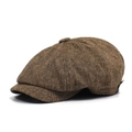 Cappello newsboy classico in tweed marrone da donna con design ottagonale stile vintage - Regolabile / caffè