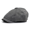 Cappello newsboy ottagonale classico in lino grigio scuro con finitura strutturata - Regolabile / Grigio