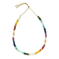 Colorful handmade beaded necklace with adjustable gold cord and mixed agate stones - Rainbow Beaded Style (XIAJIASL2146)