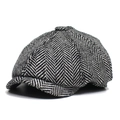 Cappello newsboy classico con motivo a spina di pesce bianco e nero, berretto retrò chic - Grigio