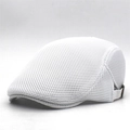 White breathable mesh newsboy cap with adjustable back strap for outdoor activities - Adjustable / White