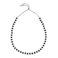 Minimalist beaded necklace with black and white cylindrical beads and gold metal tips - Black and White Geometric Style (XIAJIASL2144)