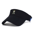 Adjustable black cotton sun visor hat with cute cartoon embroidery for outdoor sports - Black