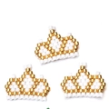 DIY beaded crown charms made of gold and white beads for jewelry and craft making - White and Gold Crown Style (MYK030--3)