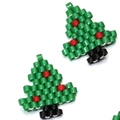 Handmade green beaded Christmas tree charm pendants with red and black bead accents - Christmas Tree Style (MYK030-5)