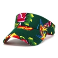 Green sun visor hat with tropical floral and bird patterns in floral canvas style - Green
