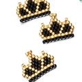Handmade beaded crown charms with gold and black beads for jewelry making and DIY projects - Black and Gold Crown Style (MYK030-6)