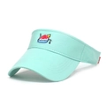 Visera verde menta con bordado de postre y ala ancha para protección solar al aire libre - Patrón de Granizado / Azul