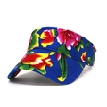 Navy blue sun visor hat featuring bold floral patterns for summer outdoor activities - Blue