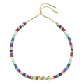 Colorful beaded necklace with HOPE gold letter beads and adjustable gold cord - HOPE Colorful Beaded Style (XIAJIASL985)