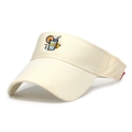 Visera de algodón crema con bordado de bebida fría para actividades de verano - Patrón de Bebida Fría / Beige